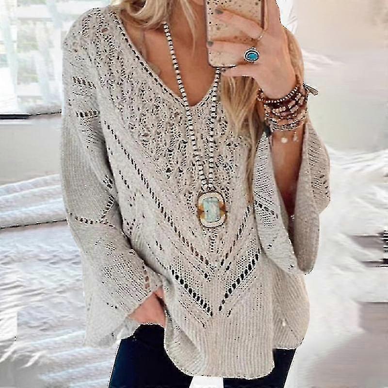 Frauen V Ausschnitt Pullover Strickwaren Herbst Strickpullover Kabel Loose Chic Pullover Tops Pullover
