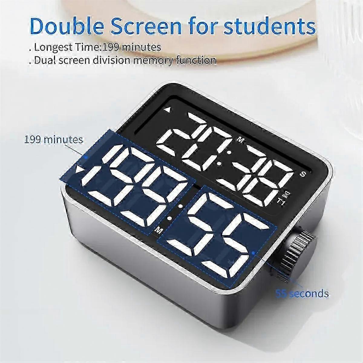 Dual Channel LED Digital Kitchen Cooking Timer, Electronic Magnetic Countdown Stopwatch