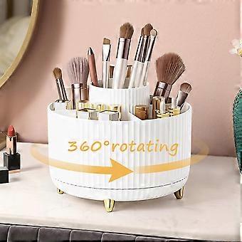 Makeup Brush Organizer with 360° Rotation and Multi-Compartment Design for Bathroom Storage