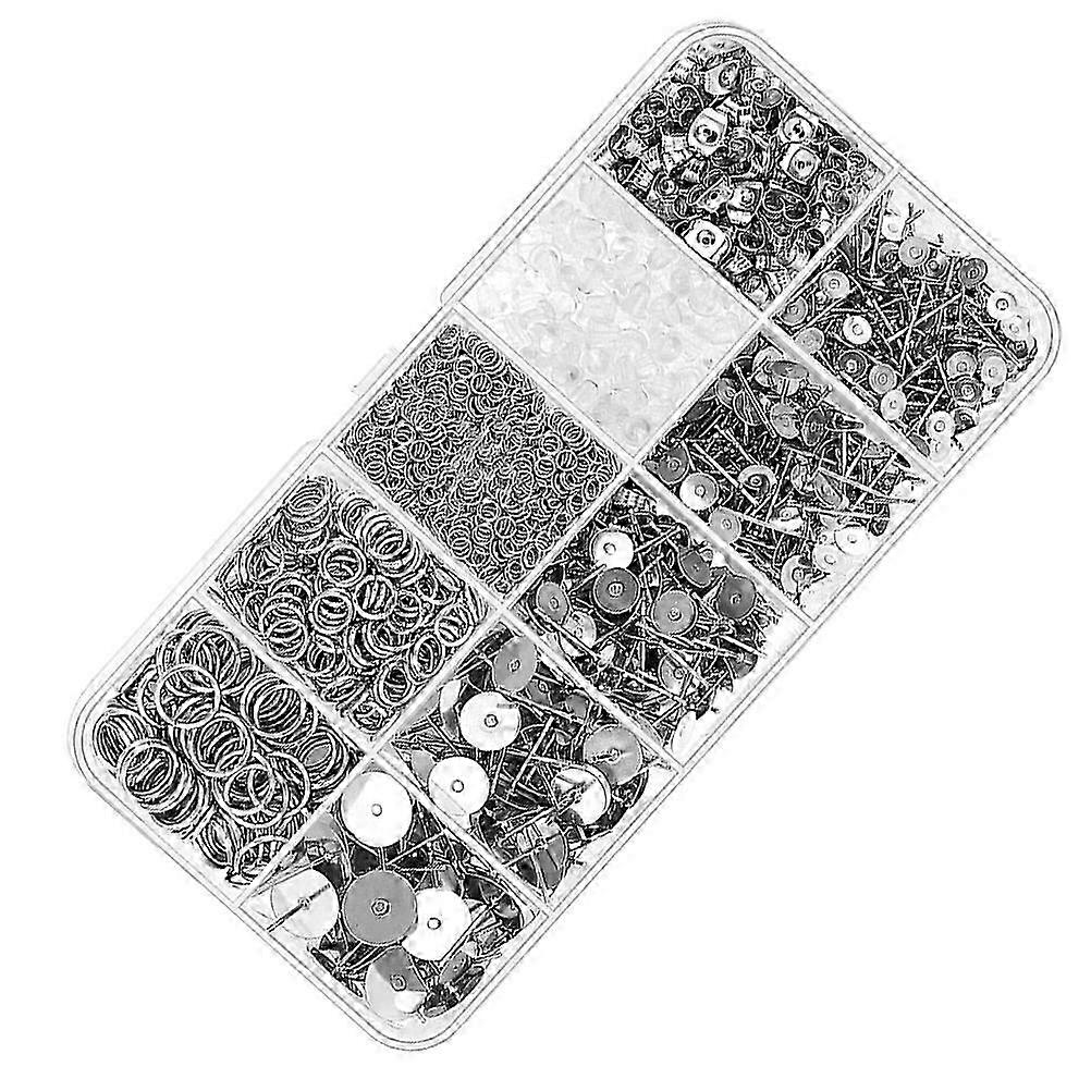 1650PCS Hypoallergenic Earring Posts and Backs Jump Rings Earring Making Kit
