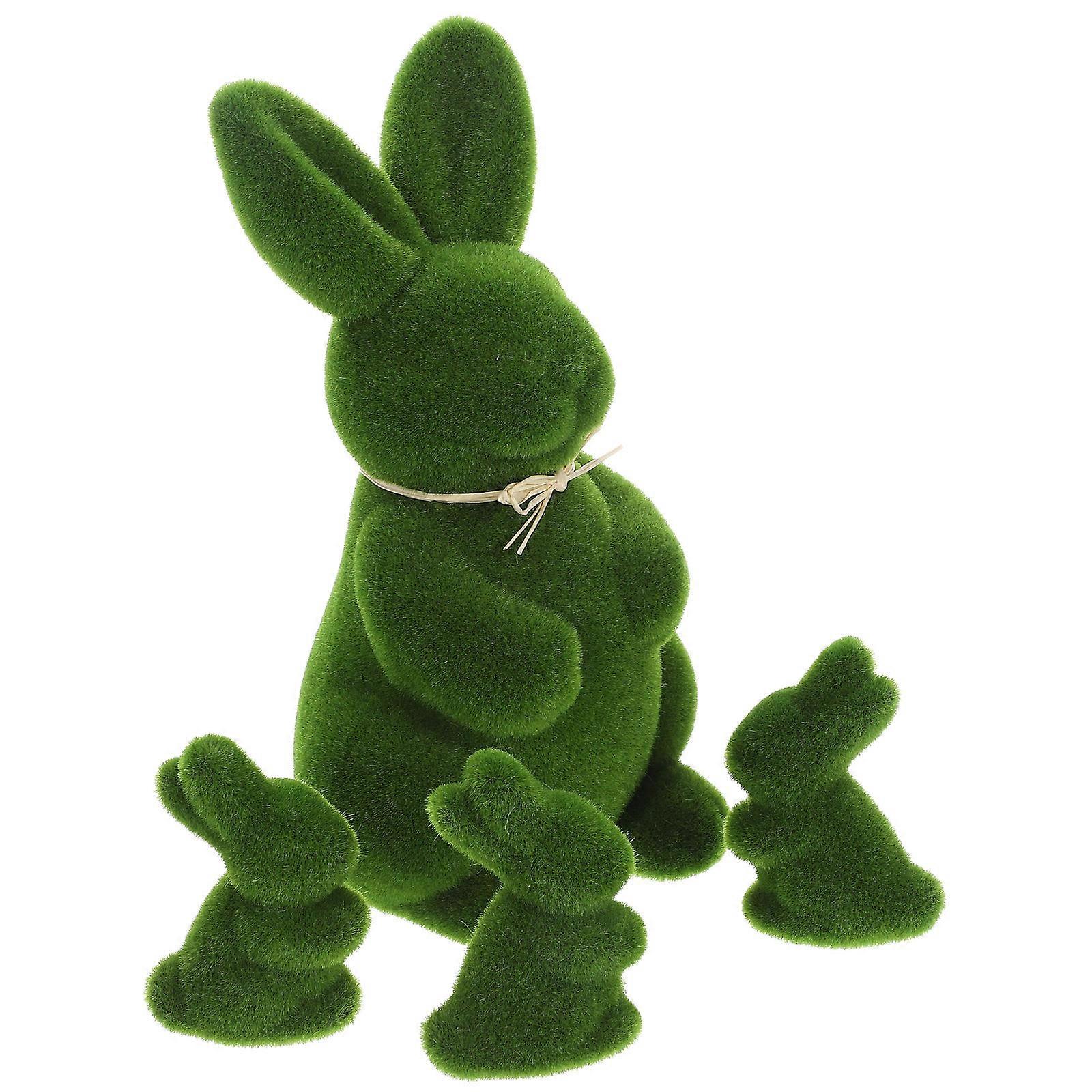 4pcs Easter Rabbit Artificial Grass Animal Easter Rabbit Home Office Ornamet