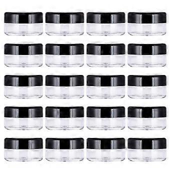Empty Plastic Dispenser for Storage 120Pcs Black Round Pot Jars with Lid