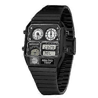 SANDA Digitaluhr für Herren, multifunktionale Armbanduhr mit Temperaturanzeige, Stoppuhr, Dualzeit und Kalender, Schwarz/Weiß