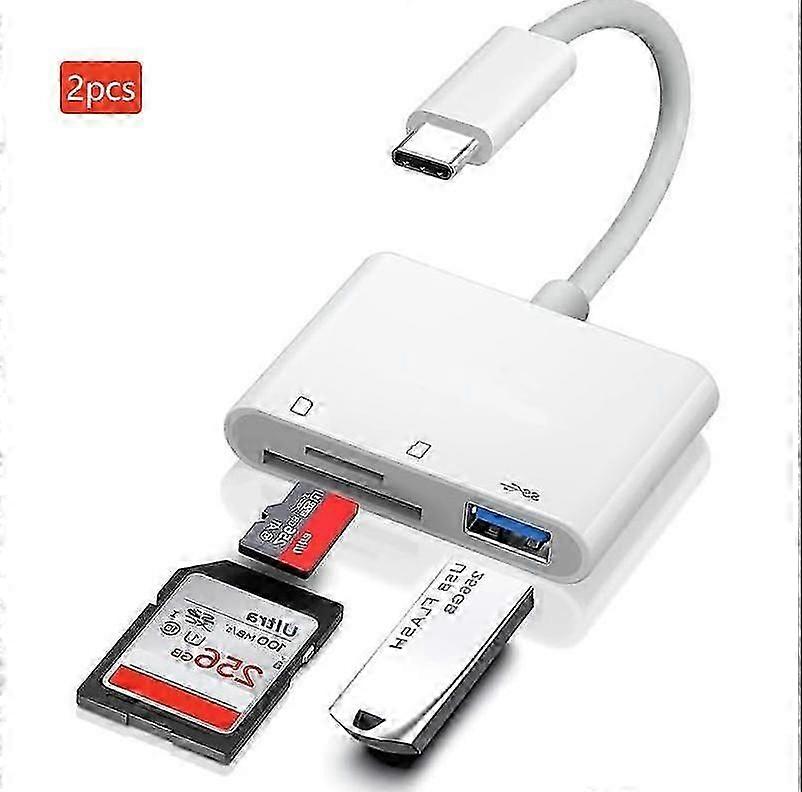 USB C Memory Card Reader, 3-in-1 SD TF Type C Camera Adapter, Data Transfer Compatible with USB C Devices