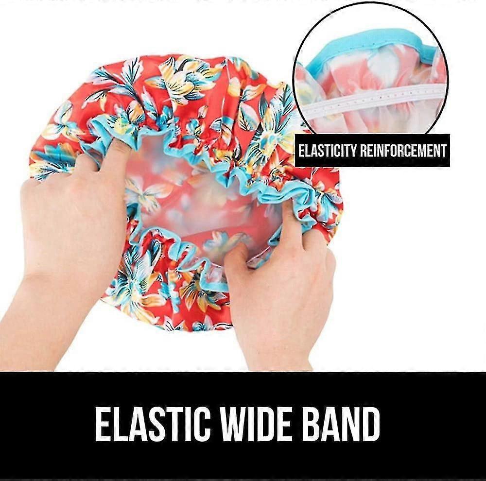 4 PACK Shower Cap Waterproof Double Layer