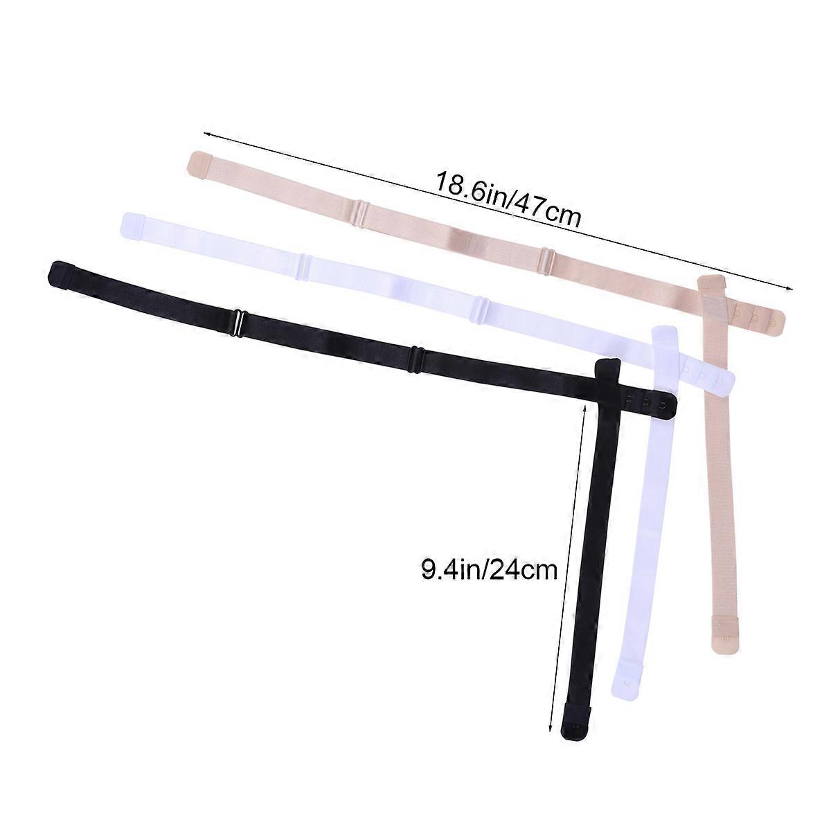Low Back Bra Converter Strap Adjustable Extension 3Pcs Black Set