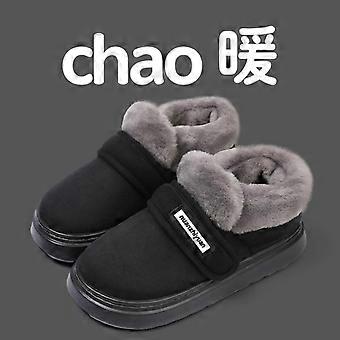Warm Edge herenslippers met hak, katoenen pantoffels, dikke zool, warme antislipzool, geschikt voor thuis en buiten, casual katoenen schoenen voor ouderen