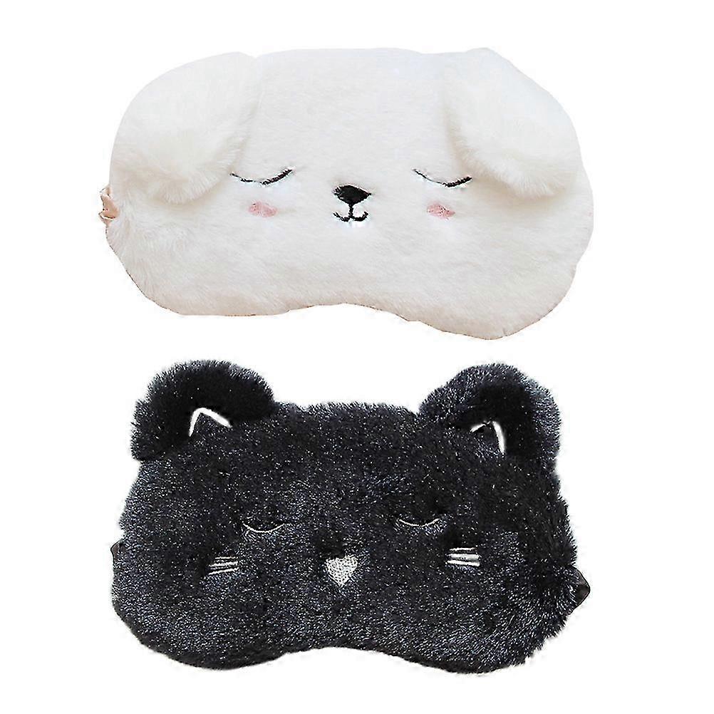 Plush Eye Mask Sleeping Eye Patch for Sleeping Use 2Pcs Pack