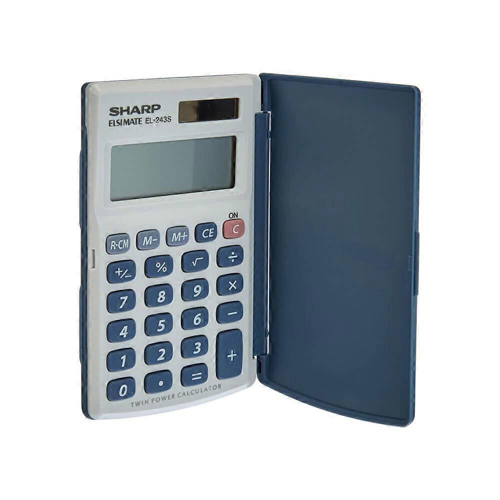HARD COVER Sharp 8 Digit Dual Power Calculator Compact Comfortable Rubber Keys