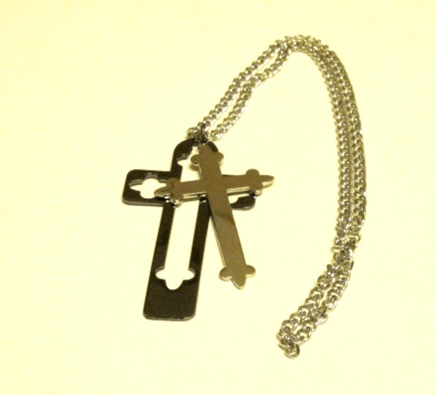 Cross necklace silver and black colored