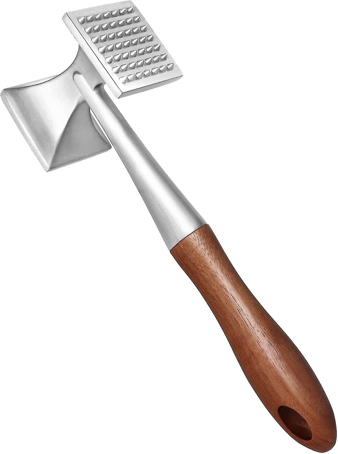 Zk- Meat Hammer, Heavy Duty Meat Tenderizer, Steak Hammer With Wooden Handle And Food Grade Zinc Alloy, 2 In 1 Kitchen Hammer, 26 Cm