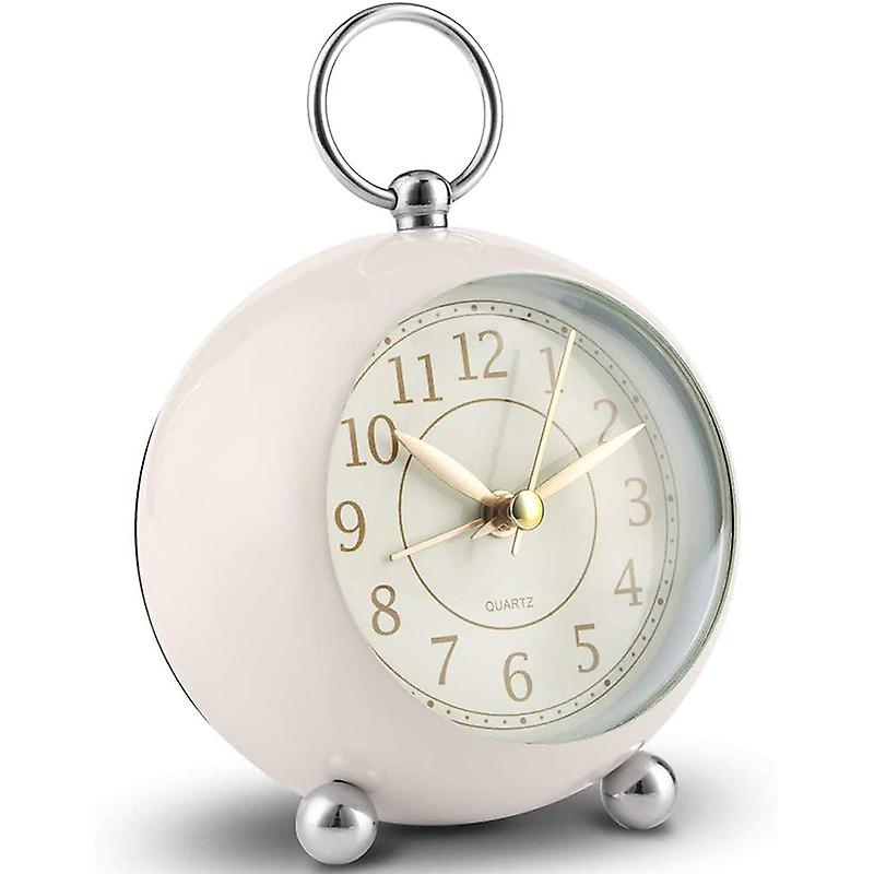Loud Bedside Alarm Non-ticking Battery Powered Silent Analog Clock With Large Display Light Function Easy To Set Small Desk Clock For Heavy Sleepers B