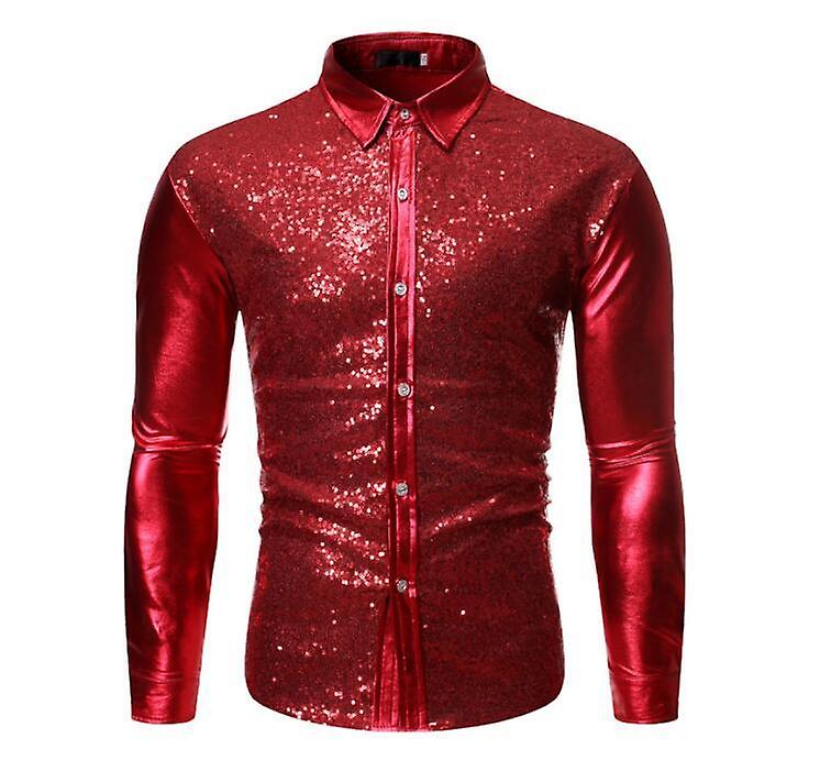 Men's Sequin Long Sleeve Shirt for Party
