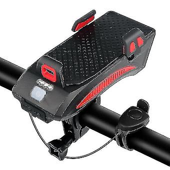 4-en-1 5 modes led étanche phare de vélo avec support de téléphone et klaxon de haute qualité