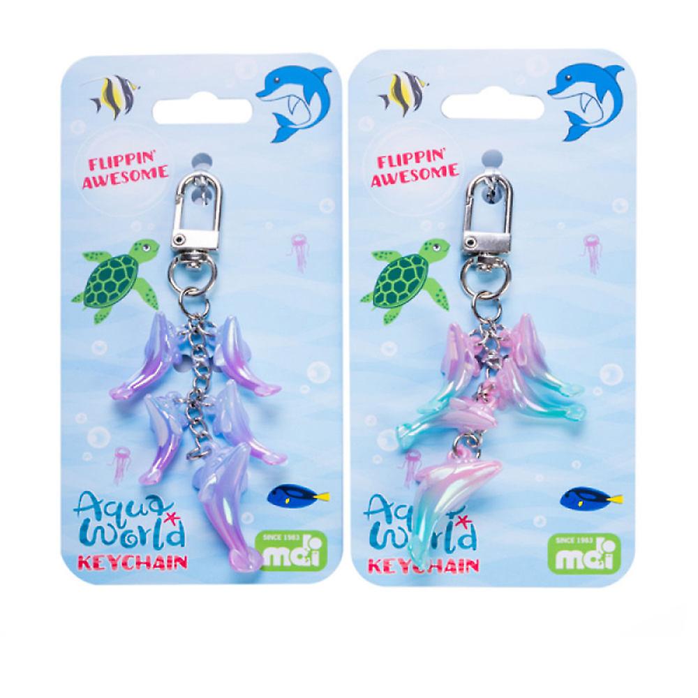 DOLPHIN Aqua World Keychain Pearlescent Colorful Beautiful Vibrant Adorable