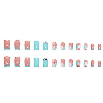 Medium Square False Nail Tips Milk Salt Puff Fake Glue On Nails French Nail Tips For Diy At-home Manicure Kit