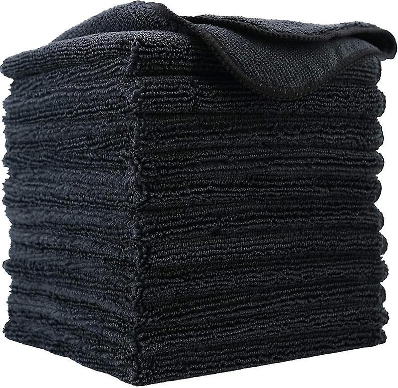 Premium Microfiber Cleaning Cloth, 30 X 30 Cm(12 Pack) (black)