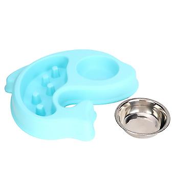 Edelstahl Haustierfutter Fischform Wasserfutternapf Hunde Katzen (Blau)