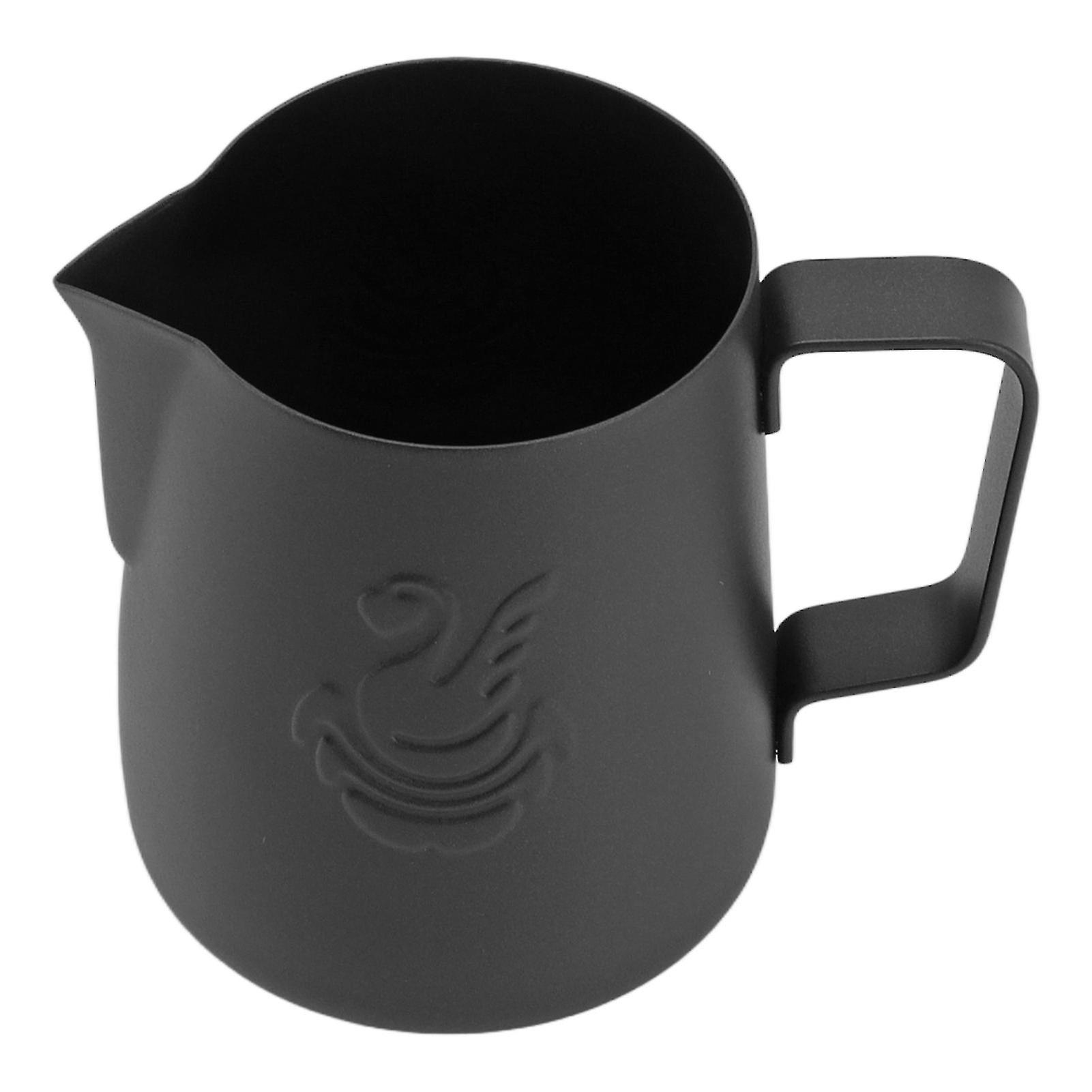 Milk Frothing Pitcher Multipurpose 304 Stainless Steel Coffee Steaming Pitcher with Handle for Milk Coffee 420ml Black 