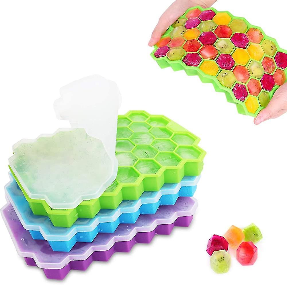 3pcs  Silicone Ice Cube Tray With Lid 111 Block Ice Cube Mold, Whiskey Ice Cubes