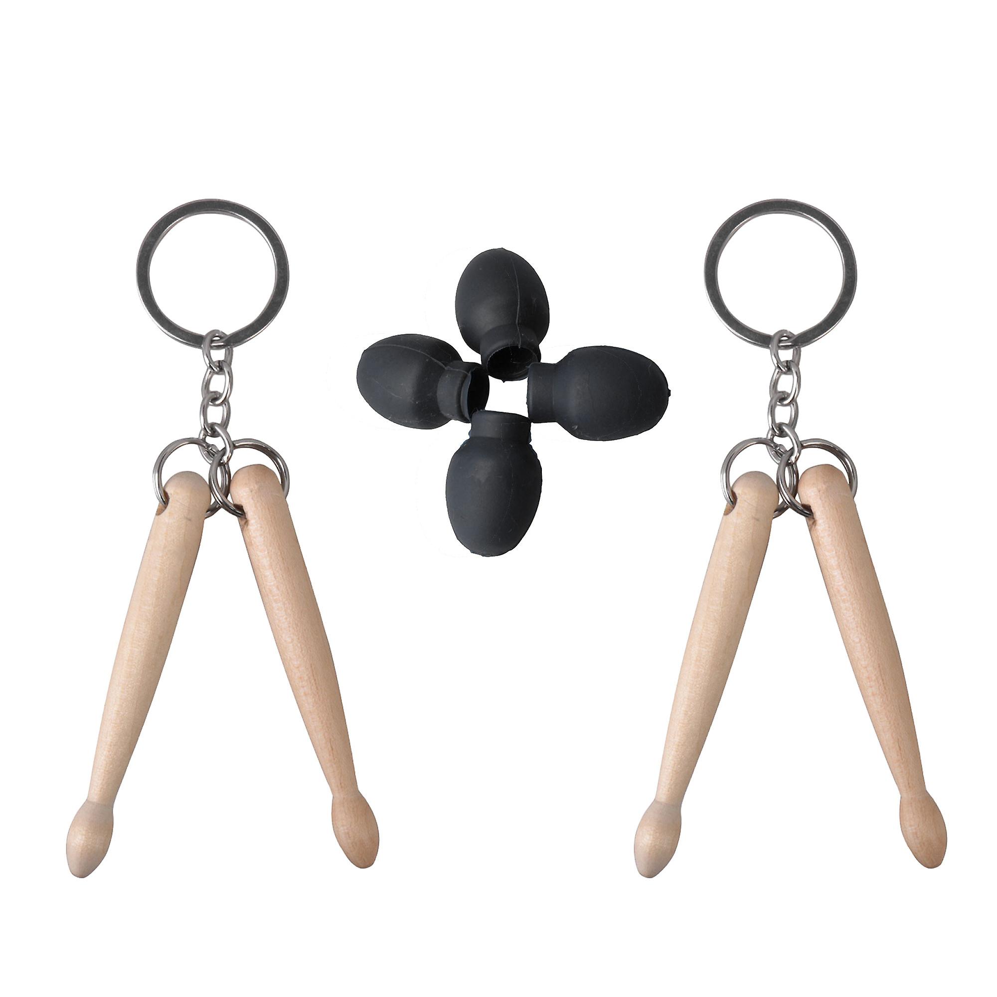 Drumstick Keychain 3.19Inch Kit with Drum Stick Silent Tip for Practice