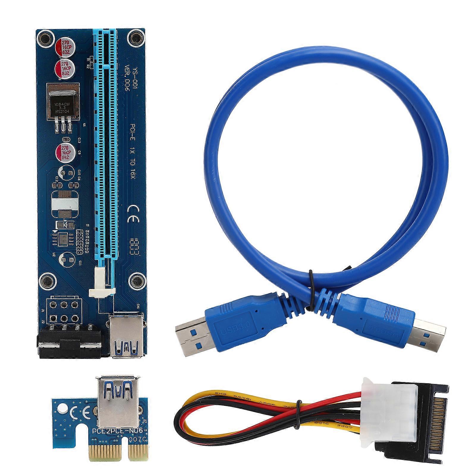 PCIE 1X to PCIE 16X Graphics Card Extender Riser Card Adapter USB3.0 Cable 60CM