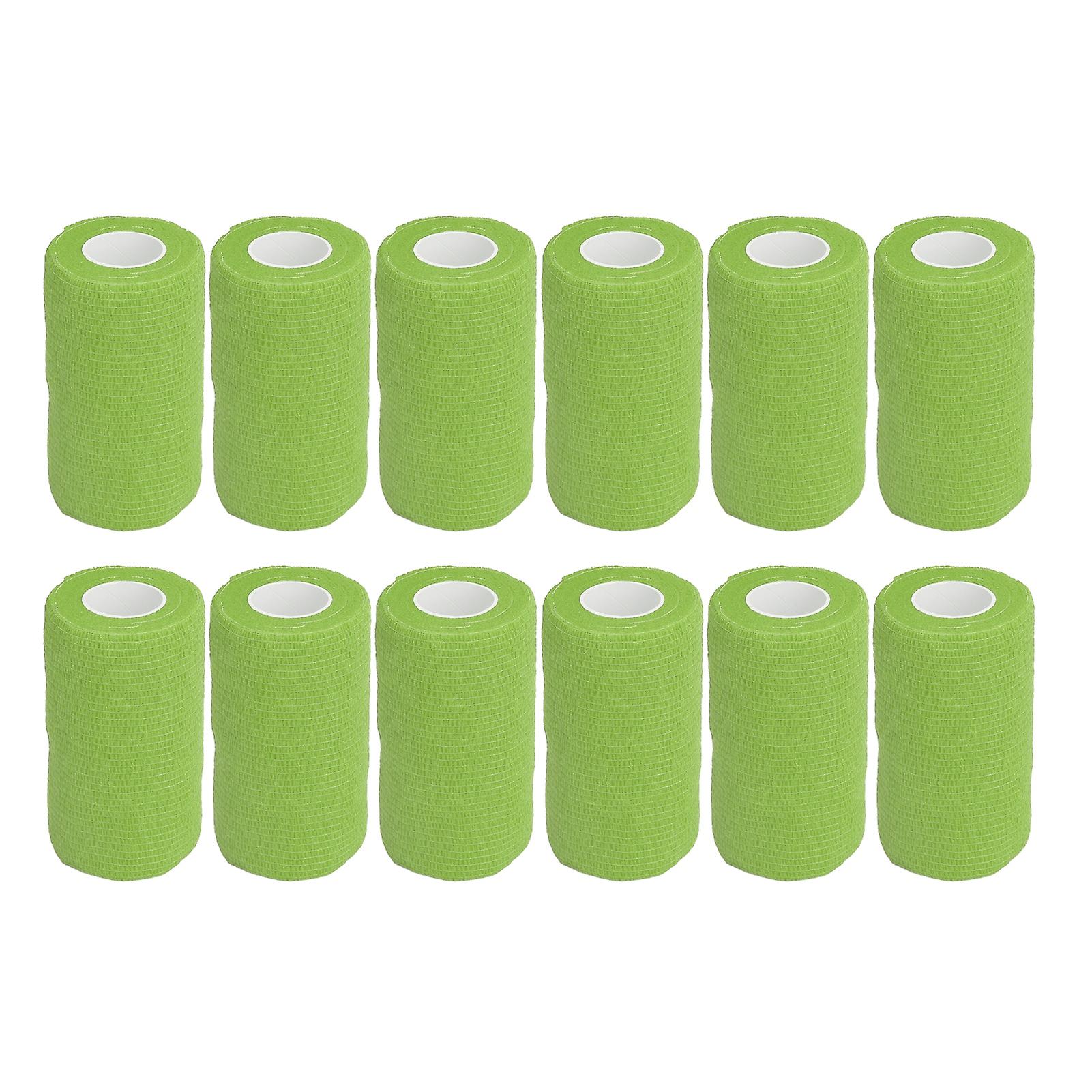 12Pcs Self Adhesive Bandage Natural Latex Elastic Self Adhesive Wrap for Cows Dogs Horses 10cm Green