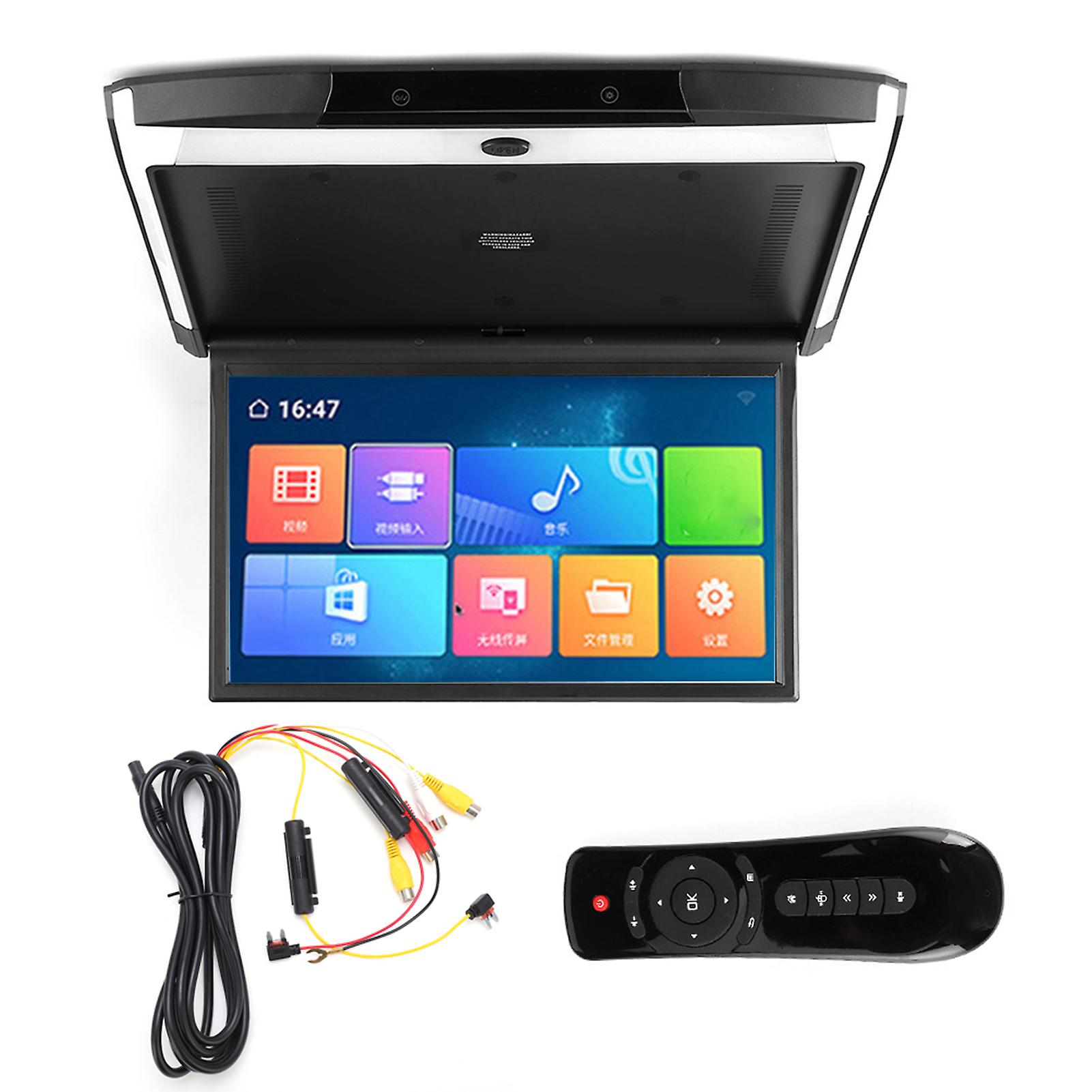 17.3in IPS Flip Down Car Player 1080P Ceiling Mount Bluetooth TV WIFI HDMI USB SD FM MP5 Speaker Player for Android 8.1