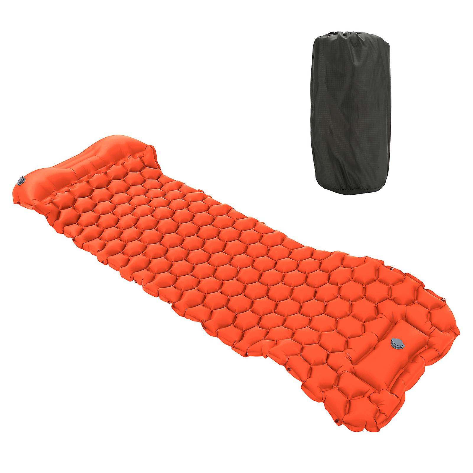 Inflatable Camping Mattress with Footrest for Tent, Hiking, Travel, Orange
