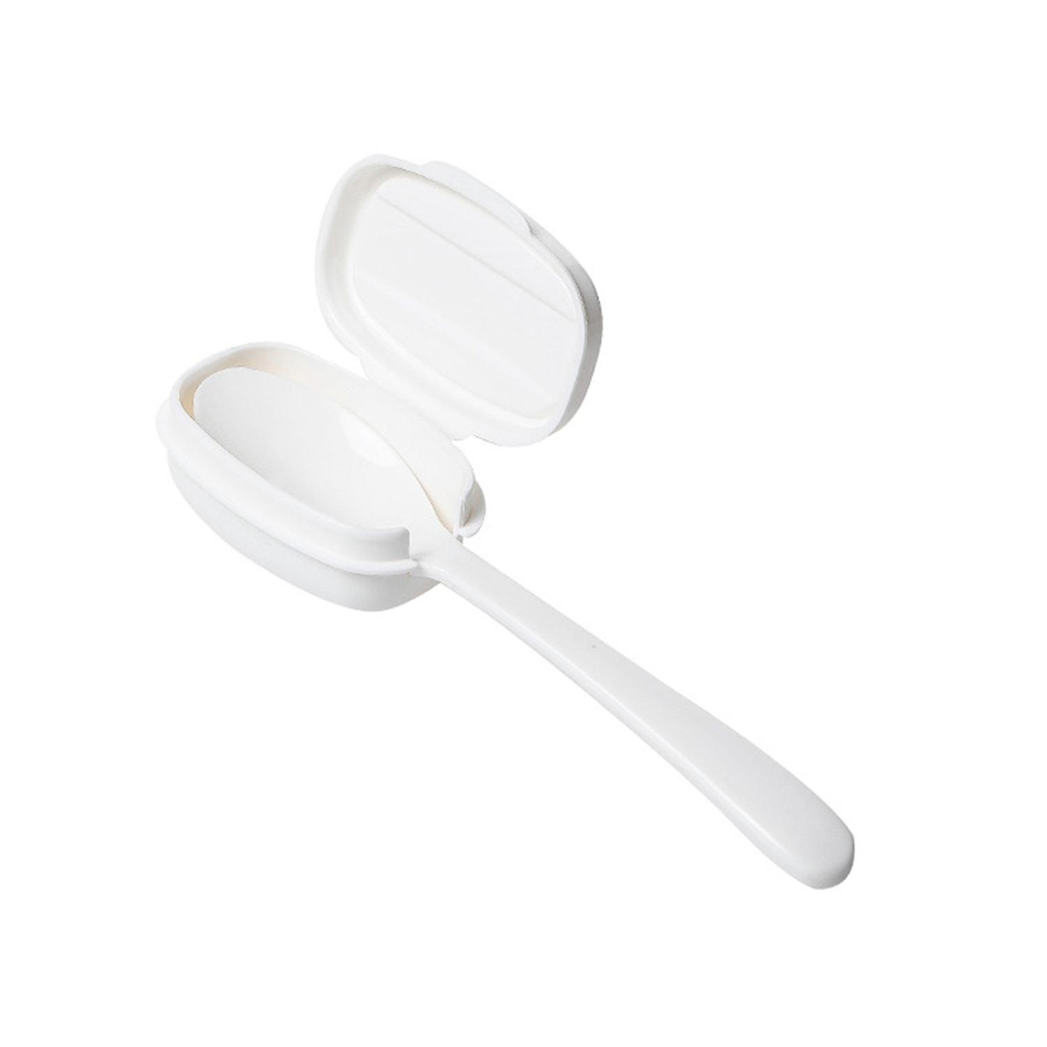 1 Set Eating Spoon Dust-proof Food Grade Ergonomic Design Pick Up with Lid Multi-purpose Portable
