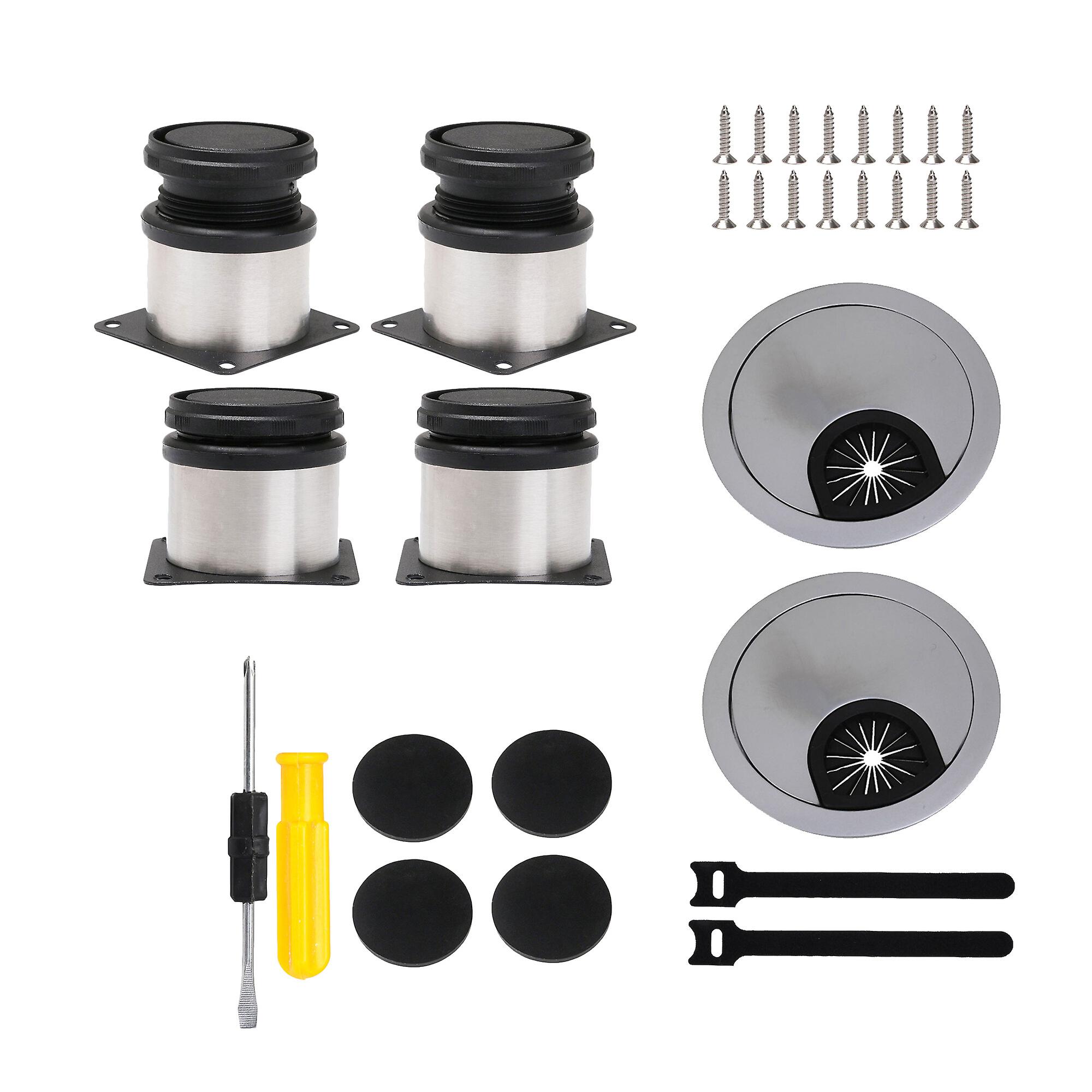 6 Pcs Adjustable Height Sofa Leg 1.96 Inch-2.55 Inch with Cable Hole Cover Kit