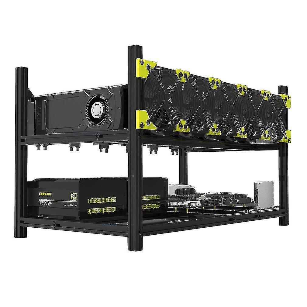 6 Gpus 5 Lüfter Low Noise Aluminium Stackable Open Air Mining Computer Frame Protective Net Mining Rack Bitcoin Rack Nur neu