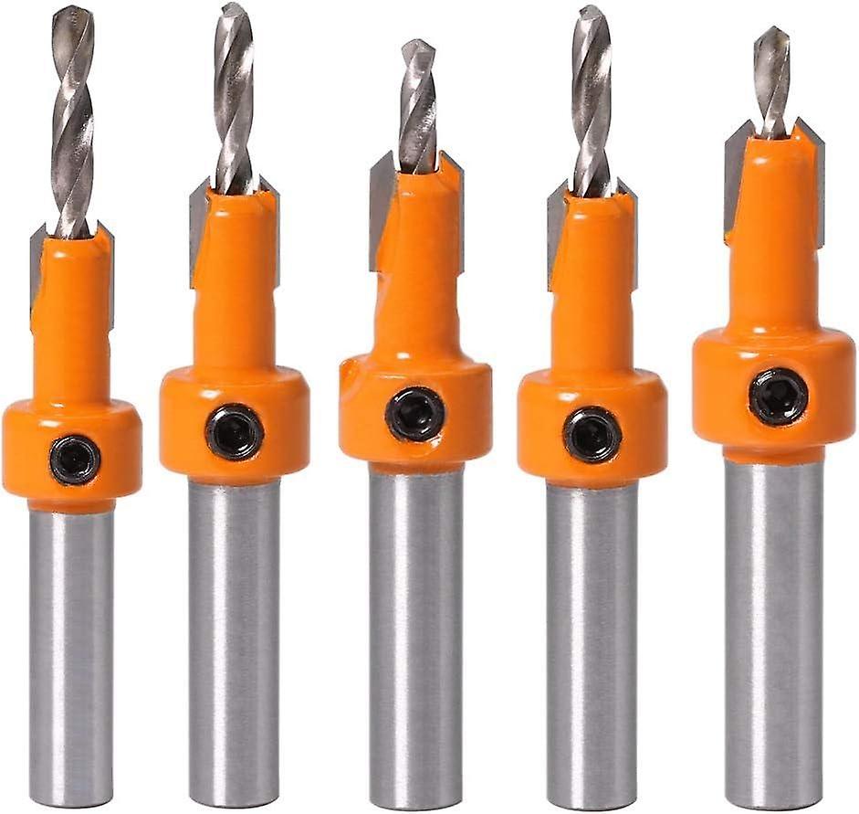5pcs Wood Chamfer Drill Bit Countershaft HSS Taper Drill Bit Drill Bit