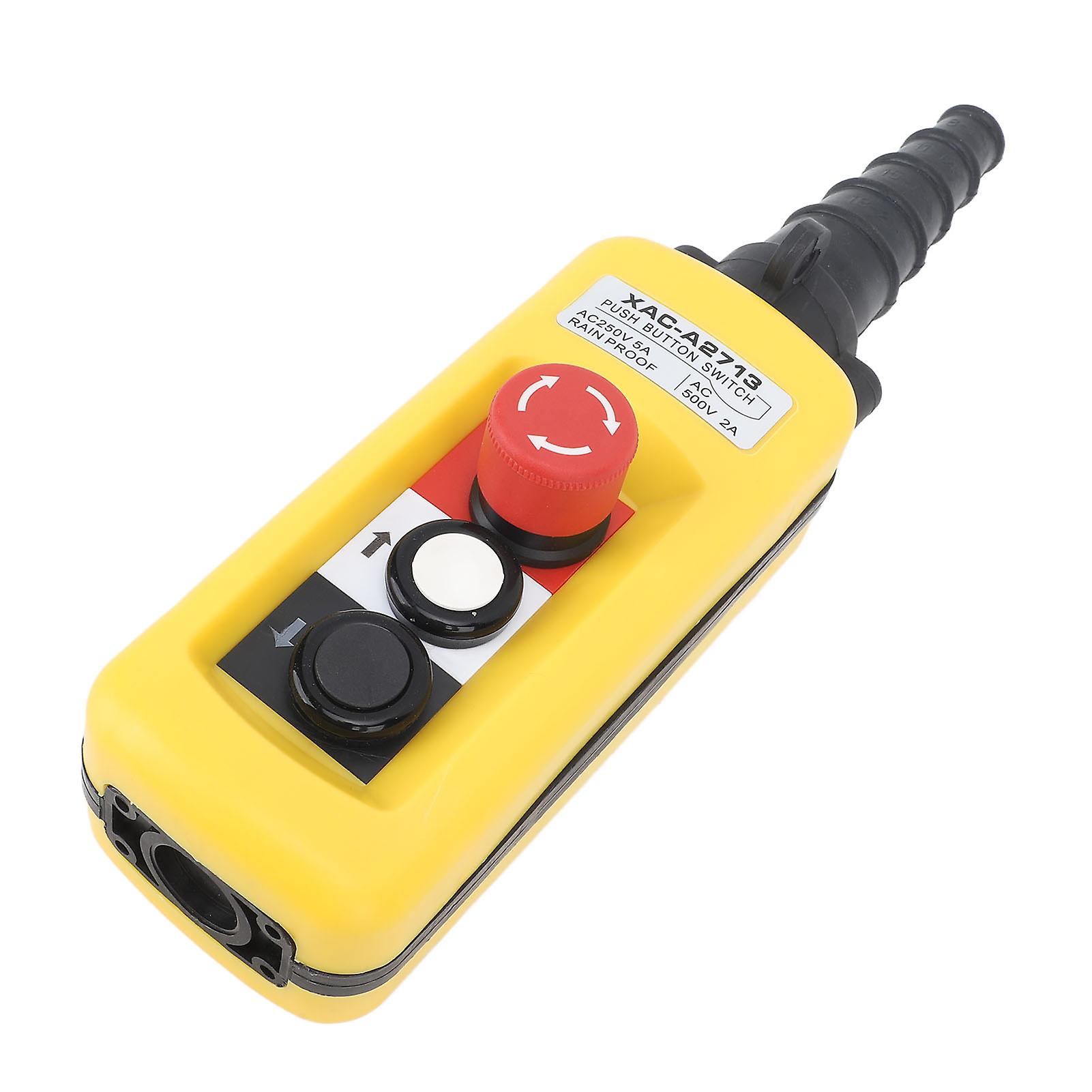 AC250V 5A AC500V 2A Crane Hoist Control Single Speed 2 Buttons Hoist Push Button Switch with Emergency Stop NO 
