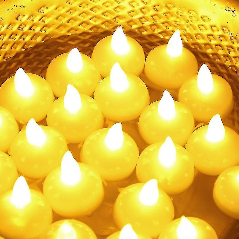 24pcs Water Light Induction Floating Candle Light, Led Electronic Candle  T