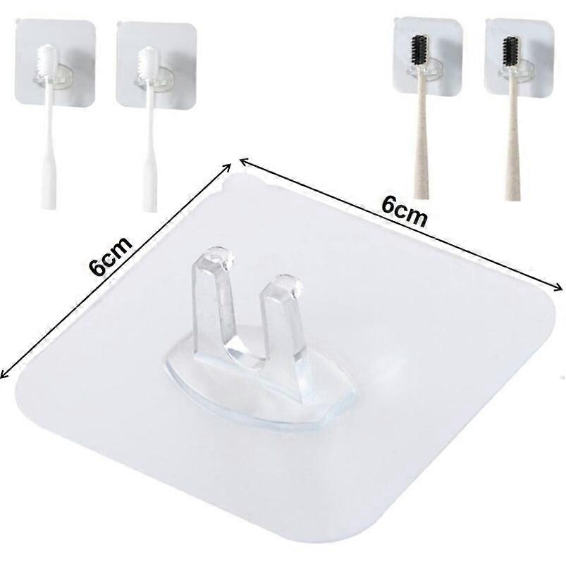 6 PcsWall Mount Transparent Toothbrush Holder, Universal , White