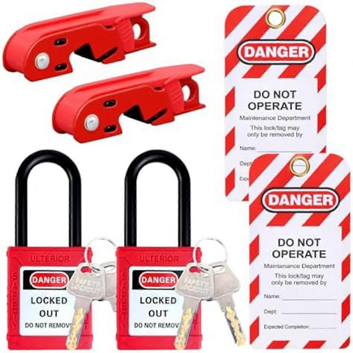 Circuit Breaker Lockout Set, Circuit Breaker Lockout, Lockout Tagout Tag, for Standard Single and Double Toggles B