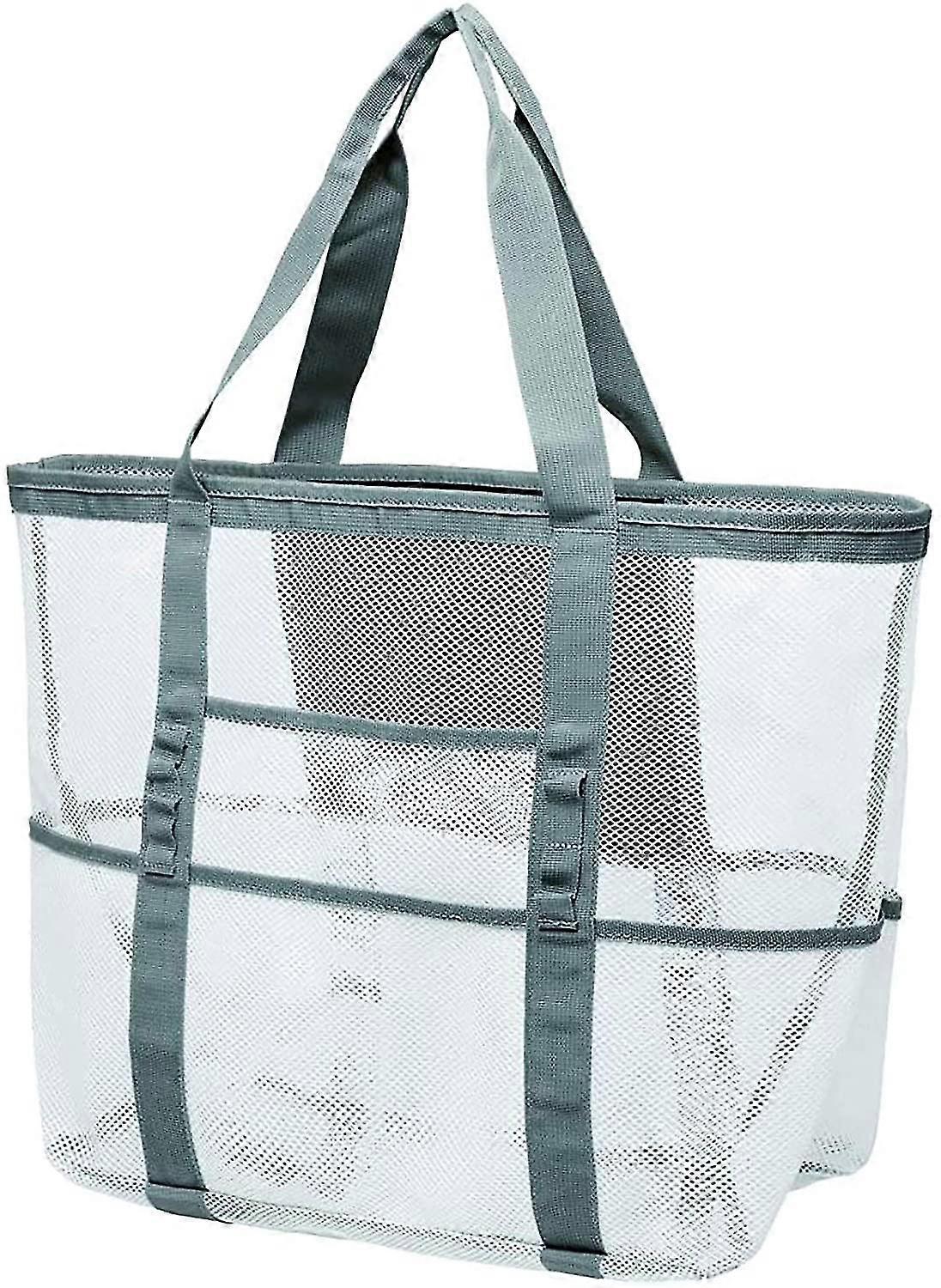 Mesh Beach Bag, Large Beach Tote Bag With Zipper And Multiple Pockets For Beach, Picnic