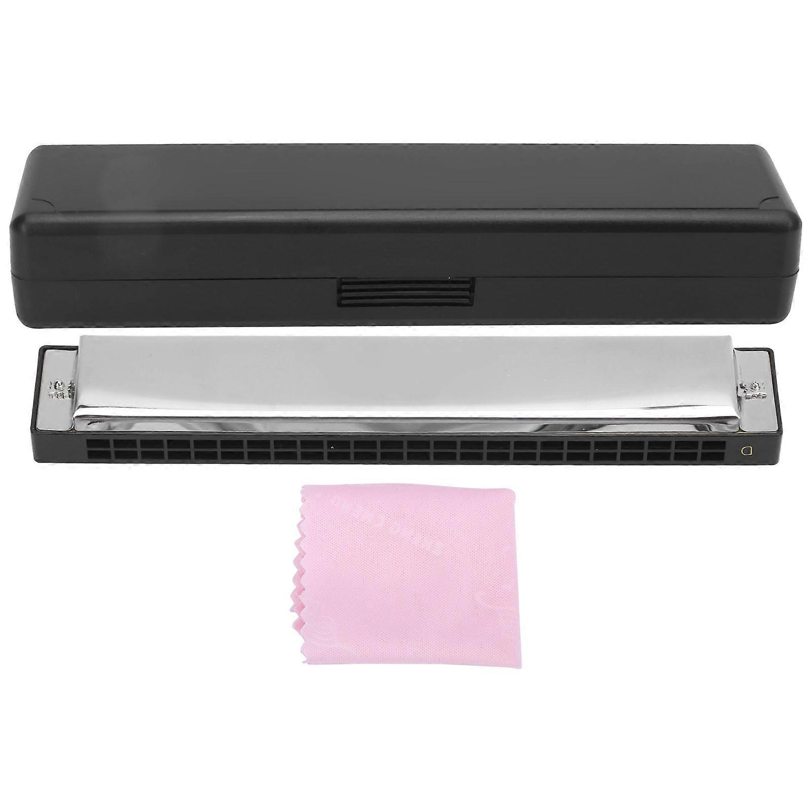 Harmonica D Key 24 Hole Playing Mouth Organ Wind Musical Instrument with Box Cloth