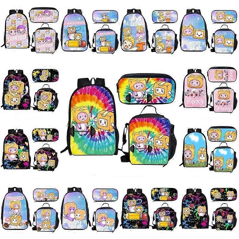 3 יחידות / סט Lankybox תרמיל בית ספר פוקסי תיק אוכל תרמיל תיק עיפרון סט מתנה