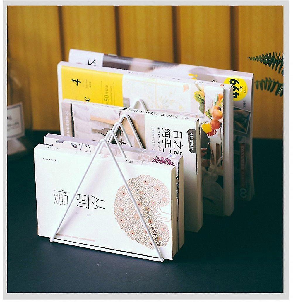Steel magazine rack in the shape of a triangle White