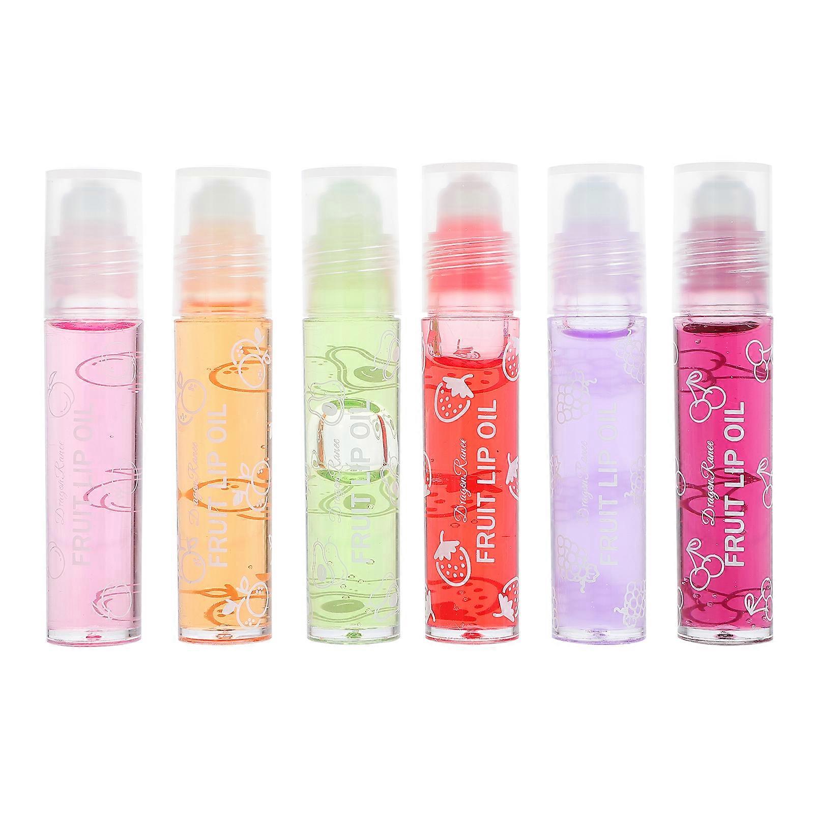 6pcs Portable Fruit Lip Balms Fruit Lip Liquid Gloss Moisturizing Lip Gloss