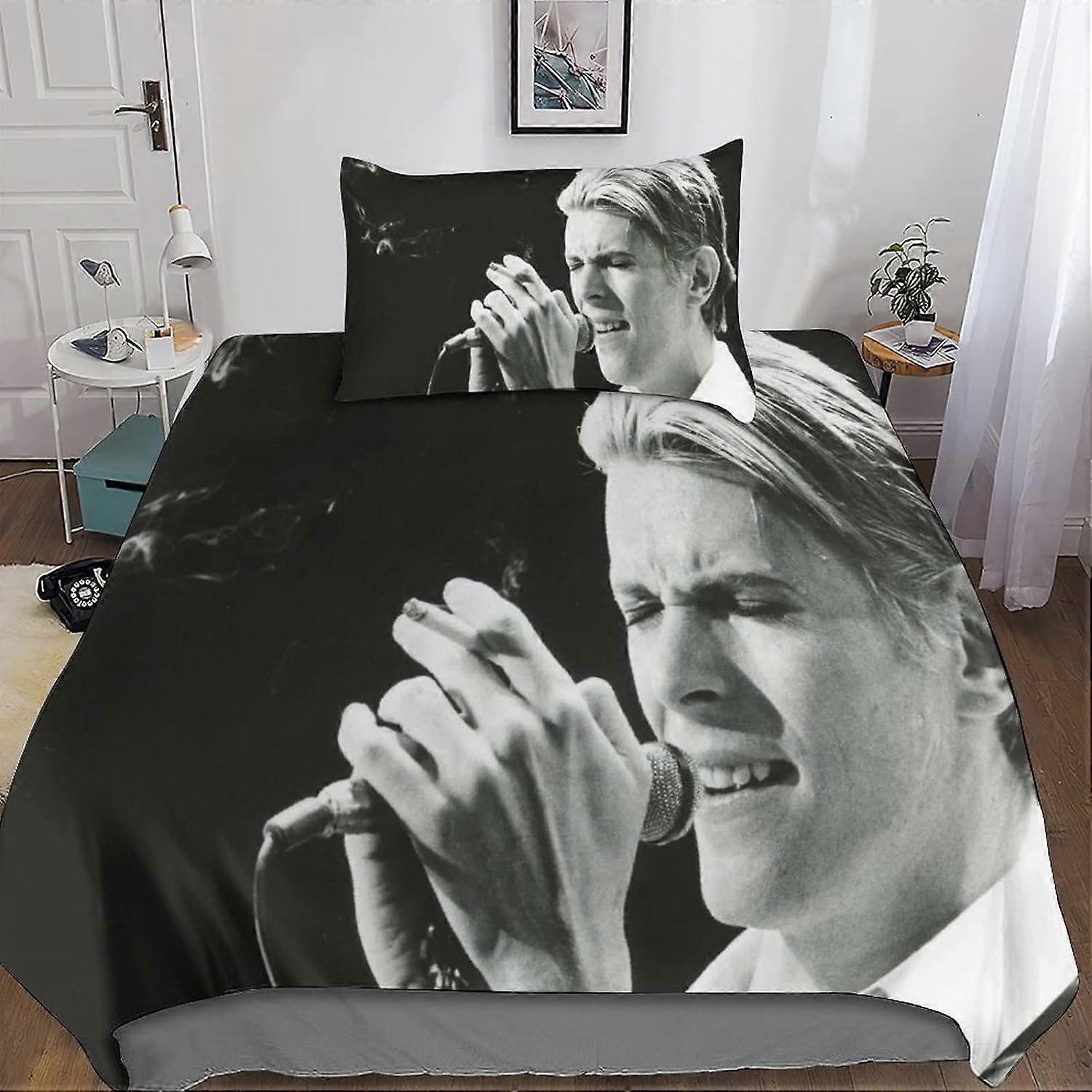Parure de lit pour enfants David Bowie - Rock 'n' Roll Singer Design - Housse de couette et housse de couette simple douce et respirante 135*200 CM
