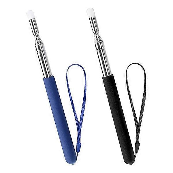 2 Pack Telescopic Pointer Extendable 100cm Teacher Pointer with String for Classroom Whiteboard Teaching Presentations (Black, Blue)