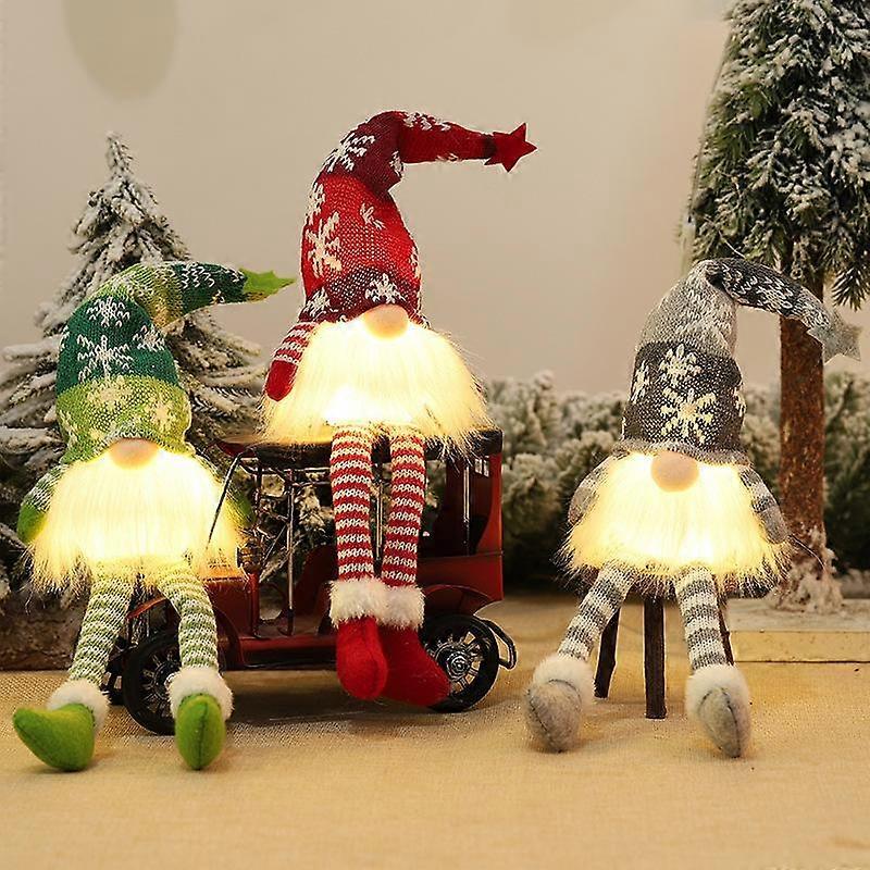 Santa Gnome Christmas Decoration With Star Hat Rudolph Cartoon Plush Doll Glowing