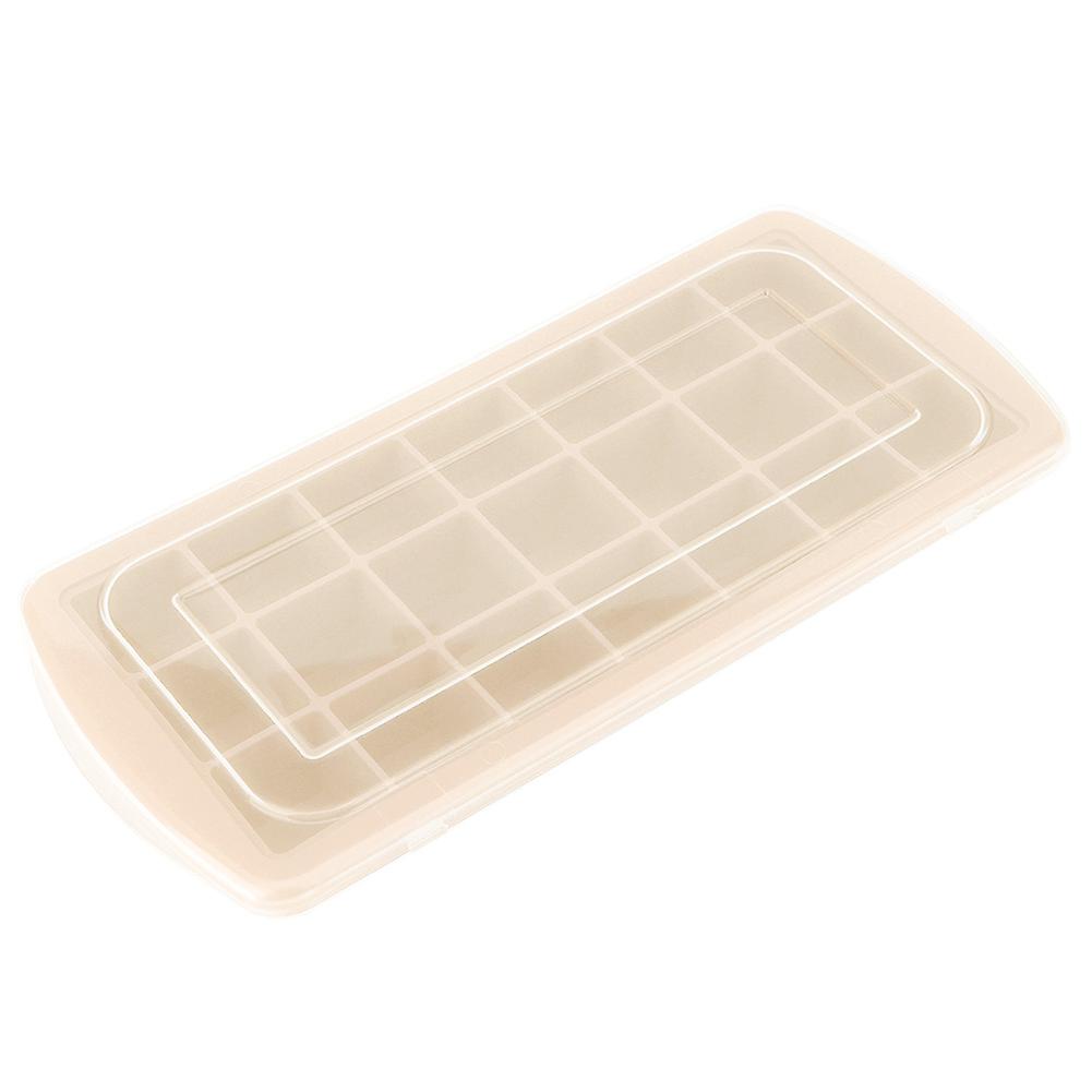 21 Grid Silicone Ice Cubes Creative Ice Cube Popsicle Ice Box With Lid(Beige)
