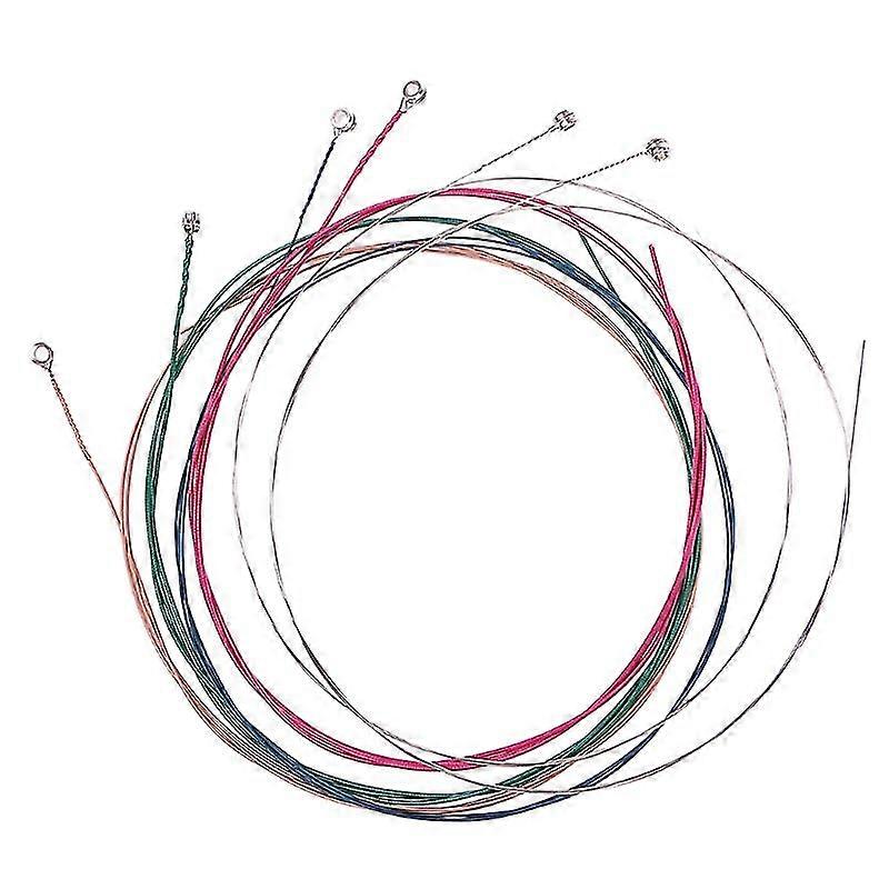 KINCJON 1 Set 6pcs Rainbow Colorful Color Strings For Acoustic Guitar Ukulele Instrument