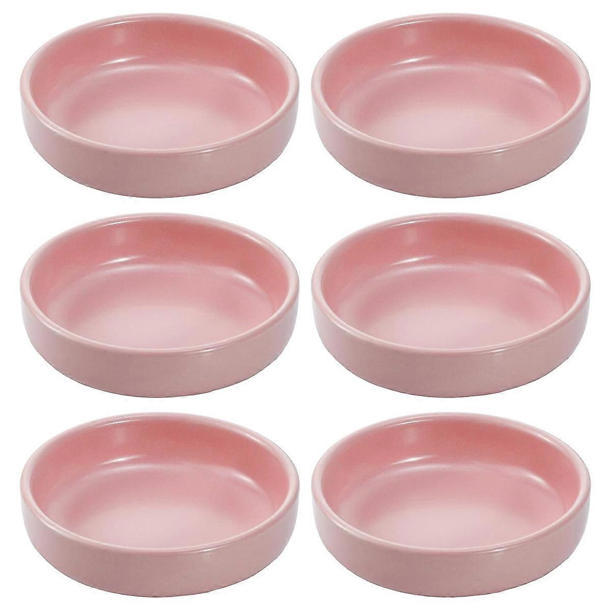 Stile semplice Modello monocolore Design elegante Multiuso Porcellana Ciotola Condimento Piatti Condimento Soia Salsa di Immersione Piatti-Set di 6-Rosa