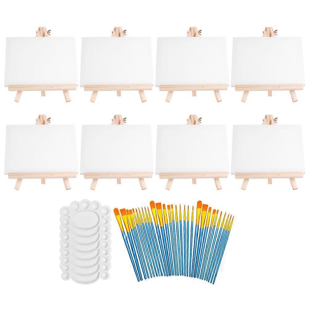 Canvas with Easel Set,Canvas Boards with Wooden Easels, Paint Brushes Canvas Panel Painting Kit for Art Crafts