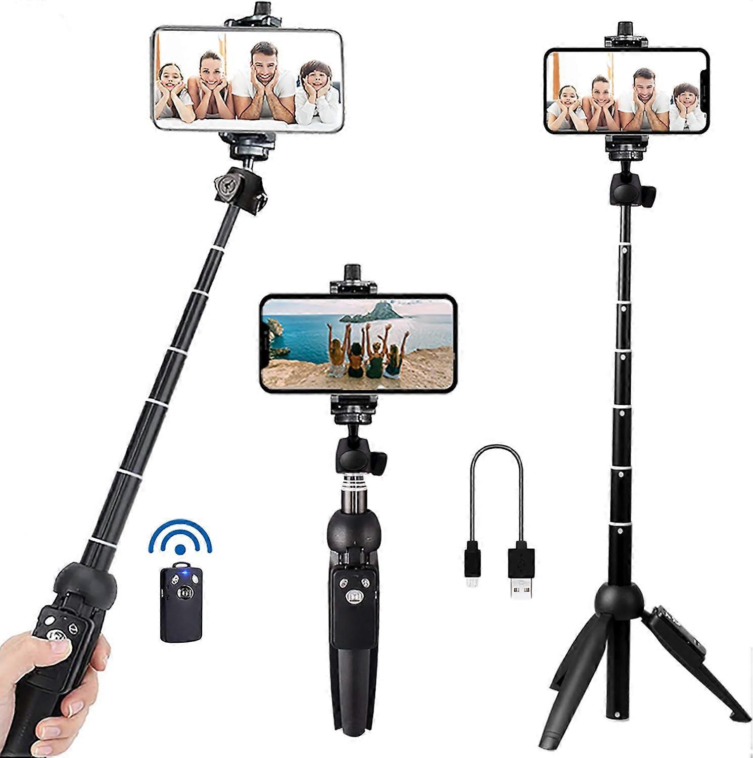 Portable 40 Inch Aluminum Alloy Selfie Stick Phone Tripod with Wireless Remote Shutter Compatible with iPhone 12 11 pro Xs Max Xr X 8 7 6 Plus, Androi